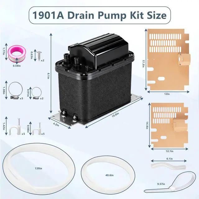 Alt view image 2 of 7 - 1901A Ice Maker Drain Pump Kit10 Ft Lift, Fits 50-Lb Ice Makers | Replacement for Whirlpool Ice Machines 2185528, 2208534, PS3650734 manufactured in the year 2000 or later