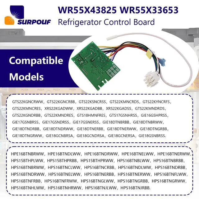 Alt view image 7 of 7 - WR55X43825 WR55X33653 Refrigerator Control Board Compatible With GE Hotpoint Replaces WR55X31087 WR55X32405 WR55X33565