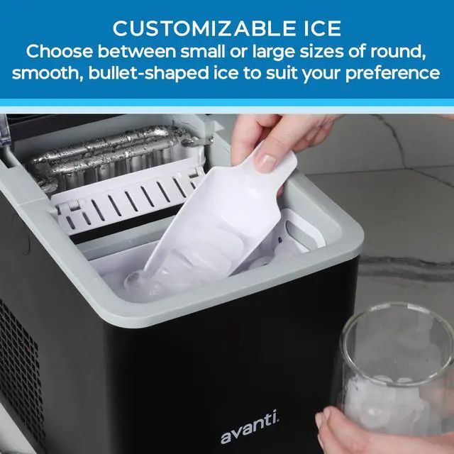 Alt view image 3 of 7 - Ice Maker Mighty Ice Countertop Design Makes 26 Pounds of Bullet-Shaped Ice Cubes in 24 Hours, Digital Touch Controls and Self Cleaning Function, Includes Scoop, Black