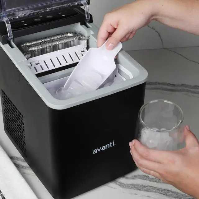 Alt view image 7 of 7 - Ice Maker Mighty Ice Countertop Design Makes 26 Pounds of Bullet-Shaped Ice Cubes in 24 Hours, Digital Touch Controls and Self Cleaning Function, Includes Scoop, Black