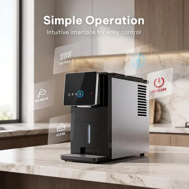 Alt view image 6 of 7 - Nugget Ice Maker Countertop, Self Dispensing Ice Machine with Auto Drop System, Self Cleaning Portable Ice Maker, 40 lbs/Day Soft Chewable Nugget Ice for Home Kitchen Party