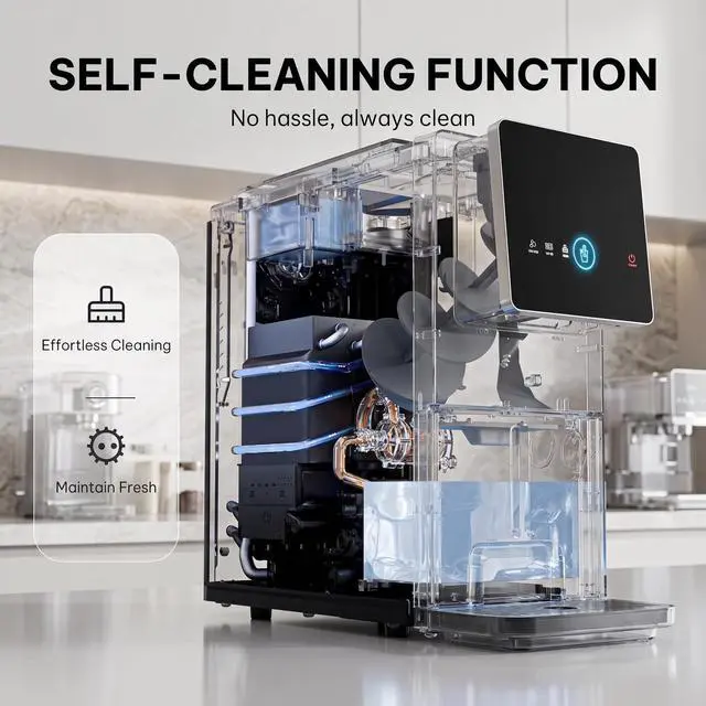 Alt view image 7 of 7 - Nugget Ice Maker Countertop, Self Dispensing Ice Machine with Auto Drop System, Self Cleaning Portable Ice Maker, 40 lbs/Day Soft Chewable Nugget Ice for Home Kitchen Party