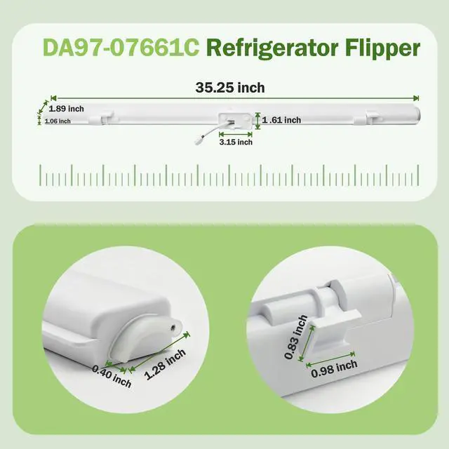 Alt view image 2 of 7 - DA97-07661C Refrigerator French Door Flipper Assembly Fit for Samsung | Refrigerator Door Flipper Mullion with Heater Compatible with RF217 RF18 RF20 RF195 RF197 Series, Replaces AP4578280 2051130
