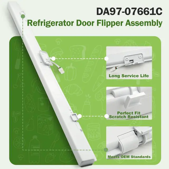 Alt view image 3 of 7 - DA97-07661C Refrigerator French Door Flipper Assembly Fit for Samsung | Refrigerator Door Flipper Mullion with Heater Compatible with RF217 RF18 RF20 RF195 RF197 Series, Replaces AP4578280 2051130