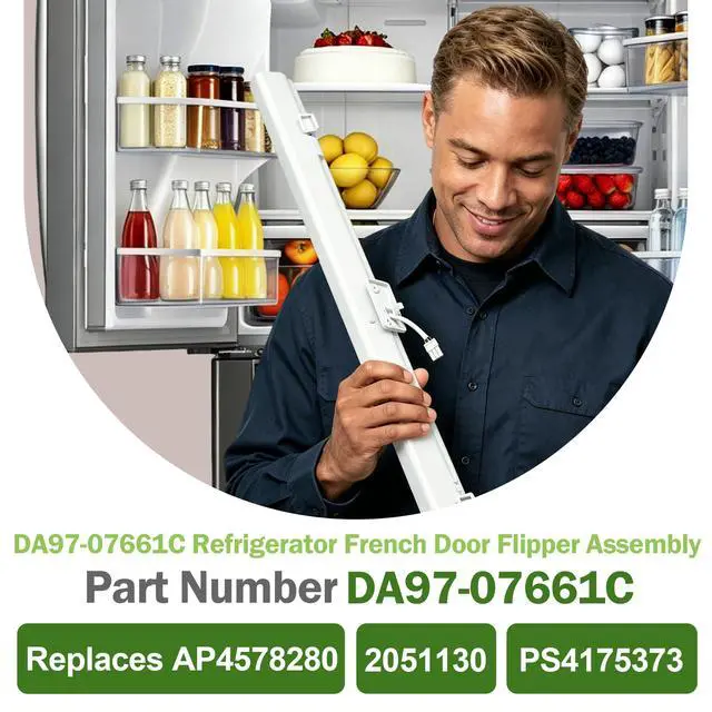 Alt view image 6 of 7 - DA97-07661C Refrigerator French Door Flipper Assembly Fit for Samsung | Refrigerator Door Flipper Mullion with Heater Compatible with RF217 RF18 RF20 RF195 RF197 Series, Replaces AP4578280 2051130