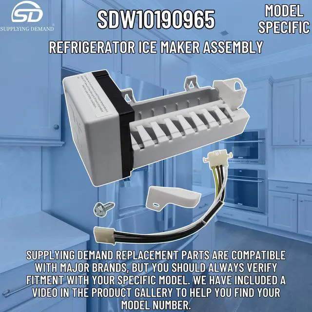 Alt view image 3 of 7 - W10190965 W10190966 Refrigerator Ice Maker Assembly Replacement No Bail Arm Model Specific Not Universal
