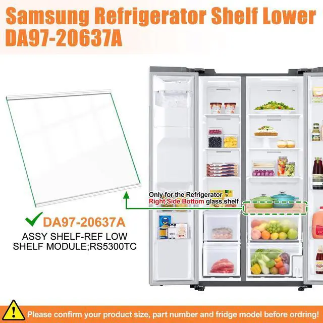 Alt view image 2 of 7 - UPGRADED DA97-20637A Refrigerator Glass Shelf Compatible with Samsung Fridge Shelf Replacement Parts, Refrigerator Replacement Shelves RS22T5201SR RS22T5561SR Lower Tempered Glass Crisper Drawer Cover