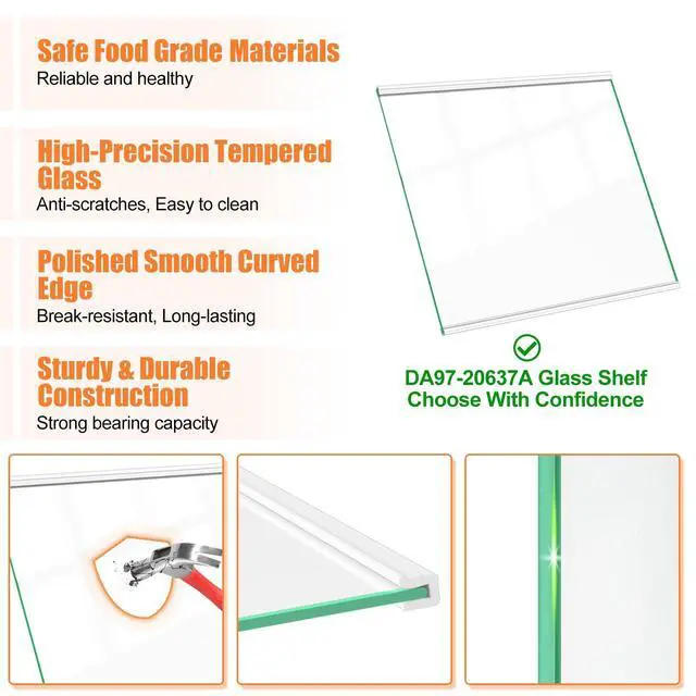 Alt view image 4 of 7 - UPGRADED DA97-20637A Refrigerator Glass Shelf Compatible with Samsung Fridge Shelf Replacement Parts, Refrigerator Replacement Shelves RS22T5201SR RS22T5561SR Lower Tempered Glass Crisper Drawer Cover