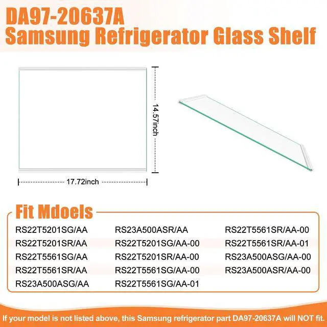 Alt view image 3 of 7 - UPGRADED DA97-20637A Refrigerator Glass Shelf Compatible with Samsung Fridge Shelf Replacement Parts, Refrigerator Replacement Shelves RS22T5201SR RS22T5561SR Lower Tempered Glass Crisper Drawer Cover