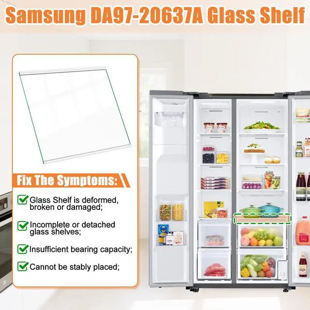 Alt view image 5 of 7 - UPGRADED DA97-20637A Refrigerator Glass Shelf Compatible with Samsung Fridge Shelf Replacement Parts, Refrigerator Replacement Shelves RS22T5201SR RS22T5561SR Lower Tempered Glass Crisper Drawer Cover