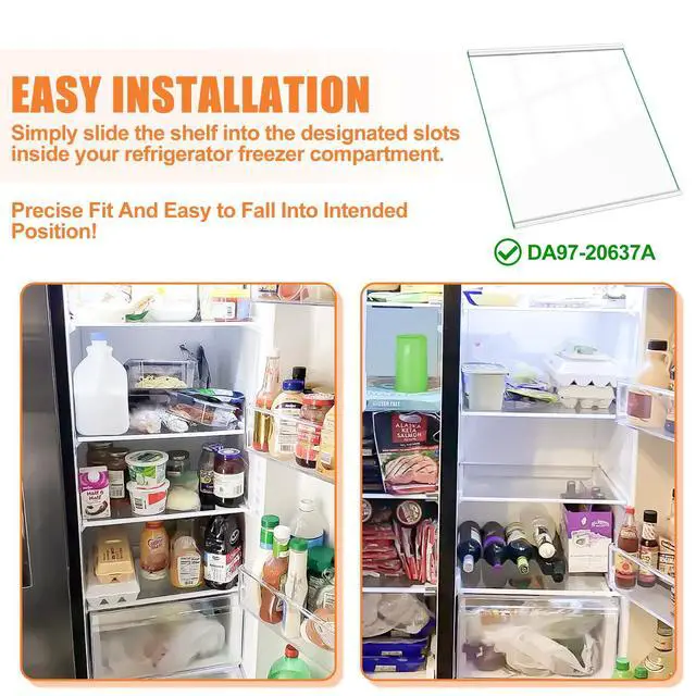 Alt view image 6 of 7 - UPGRADED DA97-20637A Refrigerator Glass Shelf Compatible with Samsung Fridge Shelf Replacement Parts, Refrigerator Replacement Shelves RS22T5201SR RS22T5561SR Lower Tempered Glass Crisper Drawer Cover
