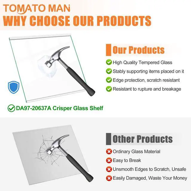 Alt view image 7 of 7 - UPGRADED DA97-20637A Refrigerator Glass Shelf Compatible with Samsung Fridge Shelf Replacement Parts, Refrigerator Replacement Shelves RS22T5201SR RS22T5561SR Lower Tempered Glass Crisper Drawer Cover