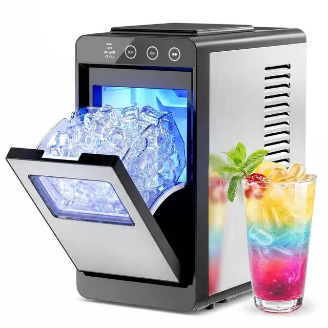 Main image of Countertop Ice Maker, 26Lbs Daily Ice Production, 0.8L Water Tank, Self-Cleaning, Adjustable Ice Size, One-Touch Operation, Interior Light, Portable Ice Maker for Home, Office & Party