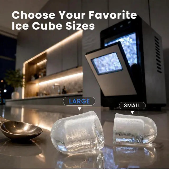 Alt view image 3 of 7 - Countertop Ice Maker, 26Lbs Daily Ice Production, 0.8L Water Tank, Self-Cleaning, Adjustable Ice Size, One-Touch Operation, Interior Light, Portable Ice Maker for Home, Office & Party