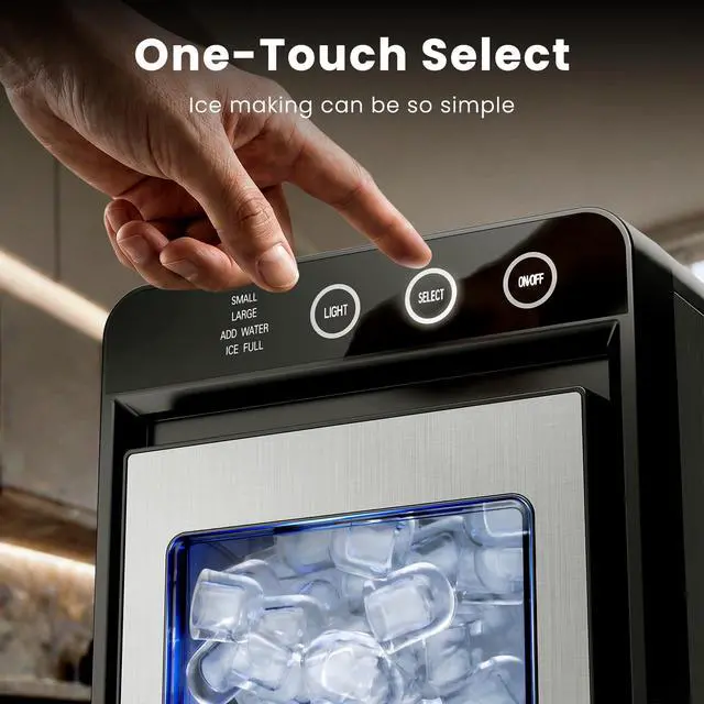 Alt view image 5 of 7 - Countertop Ice Maker, 26Lbs Daily Ice Production, 0.8L Water Tank, Self-Cleaning, Adjustable Ice Size, One-Touch Operation, Interior Light, Portable Ice Maker for Home, Office & Party