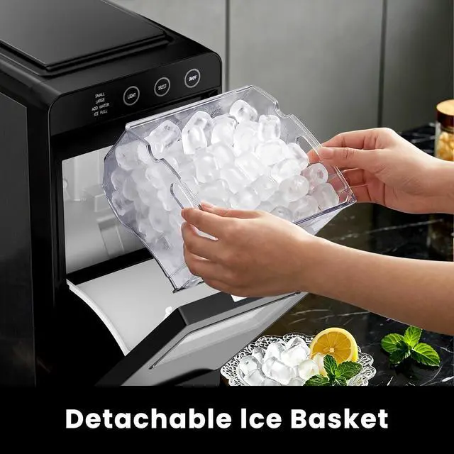 Alt view image 6 of 7 - Countertop Ice Maker, 26Lbs Daily Ice Production, 0.8L Water Tank, Self-Cleaning, Adjustable Ice Size, One-Touch Operation, Interior Light, Portable Ice Maker for Home, Office & Party