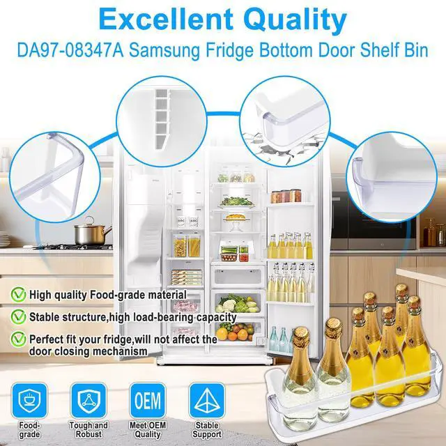 Alt view image 6 of 7 - UPGRADED DA97-08347A Refrigerator Door Bin Compatible with Samsung Refrigerator Parts RS265TDRS RS25H5111BC RS25H5111SG RS25H5111SR Door Shelf,DA97-08347A for Samsung Fridge Bottom Door Bin,2 PACK