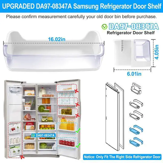 Alt view image 2 of 7 - UPGRADED DA97-08347A Refrigerator Door Bin Compatible with Samsung Refrigerator Parts RS265TDRS RS25H5111BC RS25H5111SG RS25H5111SR Door Shelf,DA97-08347A for Samsung Fridge Bottom Door Bin,2 PACK