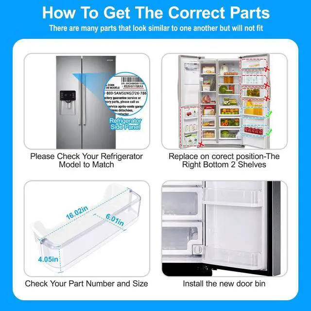 Alt view image 7 of 7 - UPGRADED DA97-08347A Refrigerator Door Bin Compatible with Samsung Refrigerator Parts RS265TDRS RS25H5111BC RS25H5111SG RS25H5111SR Door Shelf,DA97-08347A for Samsung Fridge Bottom Door Bin,2 PACK
