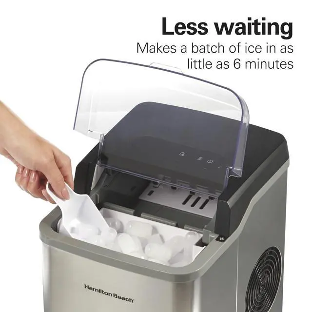 Alt view image 2 of 7 - Bullet Countertop Ice Maker Machine, Makes 2 Sizes | Makes 26 Lbs/Day, 9 Cubes Every 6 Minutes | Self-Clean Function | For RV, Office, Kitchen, Dorm | Brushed Stainless Steel