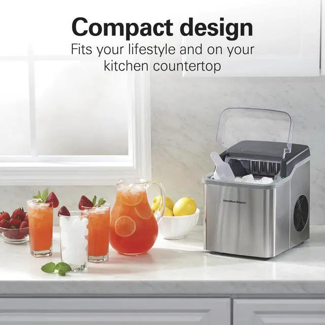 Alt view image 7 of 7 - Bullet Countertop Ice Maker Machine, Makes 2 Sizes | Makes 26 Lbs/Day, 9 Cubes Every 6 Minutes | Self-Clean Function | For RV, Office, Kitchen, Dorm | Brushed Stainless Steel