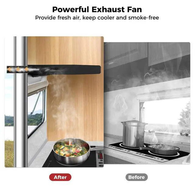 Alt view image 3 of 7 - CAMPLUX RV Range Hood 22 Inches, 12V DC Range Hood, Ultra Quiet, Powerful Suction, Ideal for RV Travel, Mobile Homes, Yachts, or Small Apartments
