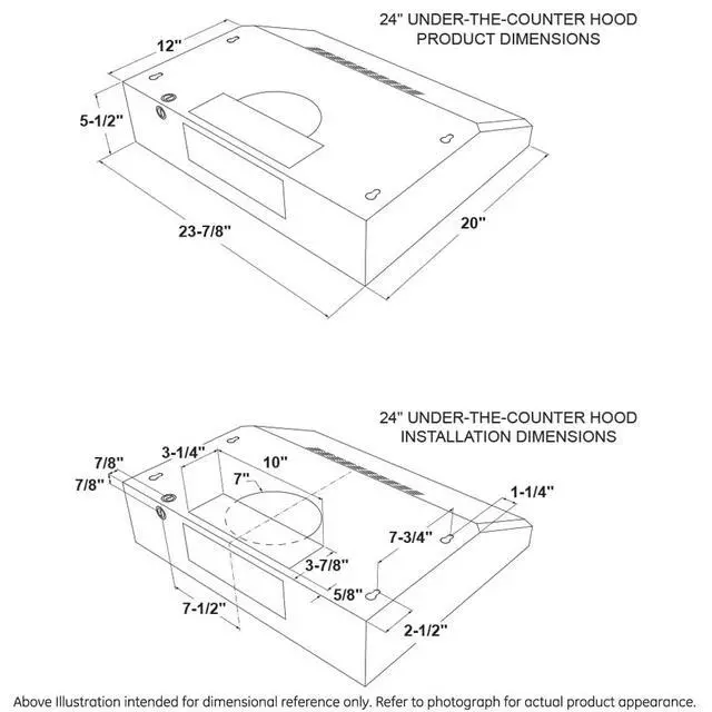 Alt view image 6 of 6 - 24in. Under Cabinet Ran Hood, convertible Duct, 2 Speed Exhaust Fan, Front Control and Reusable Filter, Stainless Steel