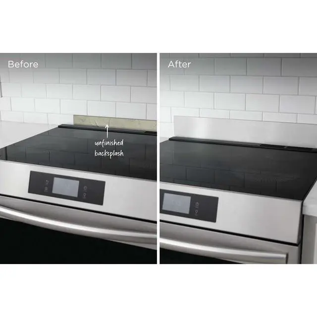 Alt view image 5 of 5 - 11NBBKGDSS Front Control Freestanding Range Universal Backguard, Stainless Steel Backsplash Guard
