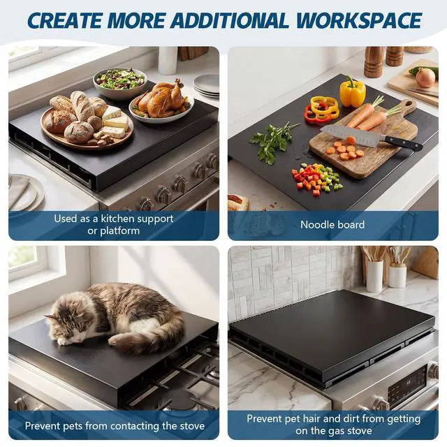 Alt view image 6 of 7 - Duty Stainless Steel Stove Cover Board, 30 x 22.3x 2.75 Inch Gas Stove Top Cover, Scratch & Splash Protection Noodle Board for Electric/Gas Range,Easy-Clean Electric Stove Cover Board