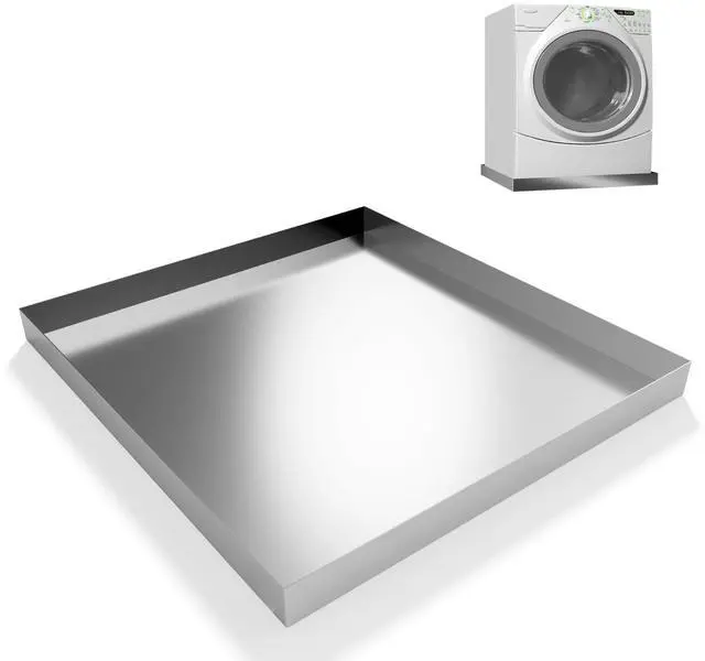Main image of Heavy Duty 304 Stainless Steel Washing Machine Pan, 32" x 30" x 2.5" | Washing Drain Pan, Washing Machine Tray, Washer Pan, Floor & Wood Deck Protection, No Hole