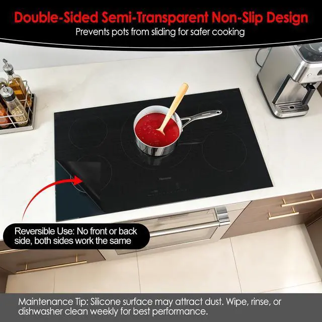 Alt view image 4 of 7 - Large Induction Cooktop Protector Mat (Semi-Transparent, 21.2"x35.4"x0.03")