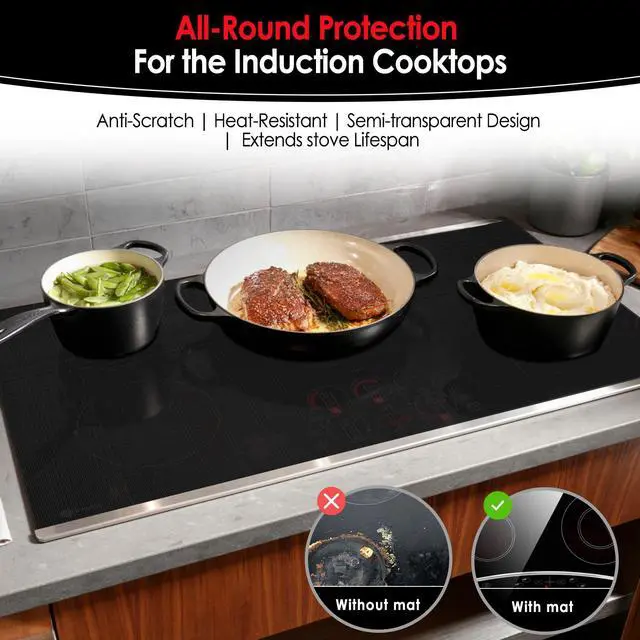 Alt view image 2 of 7 - Large Induction Cooktop Protector Mat (Semi-Transparent, 21.2"x35.4"x0.03")