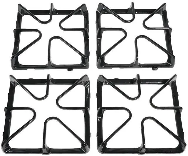 Main image of Premium WB31K10034 GE Gas Stove Burner Grates Replacement Cast Iron 4Pack | General Electric gas stove top parts, GE gas range covers for stove top,Smooth surface burner rack,stove metal accessories