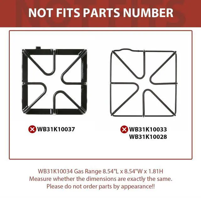 Alt view image 2 of 7 - Premium WB31K10034 GE Gas Stove Burner Grates Replacement Cast Iron 4Pack | General Electric gas stove top parts, GE gas range covers for stove top,Smooth surface burner rack,stove metal accessories