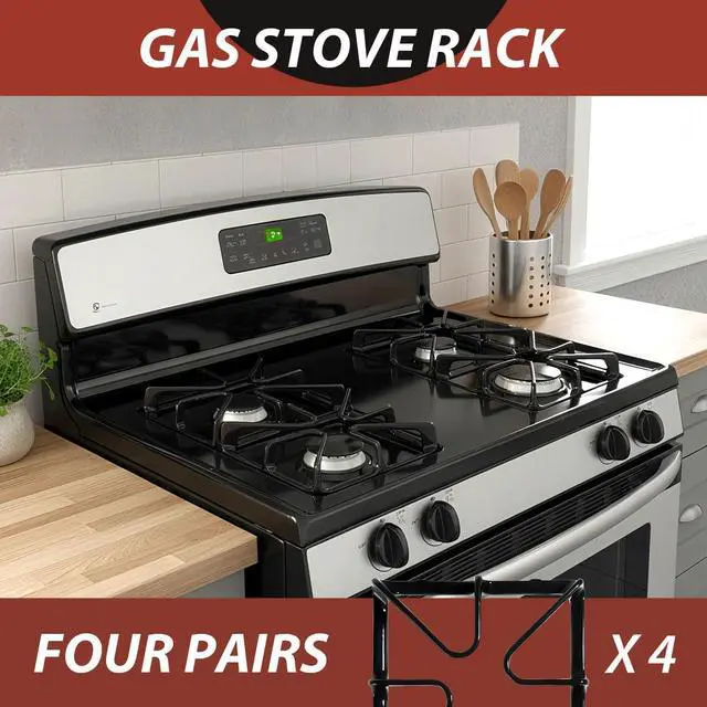 Alt view image 5 of 7 - Premium WB31K10034 GE Gas Stove Burner Grates Replacement Cast Iron 4Pack | General Electric gas stove top parts, GE gas range covers for stove top,Smooth surface burner rack,stove metal accessories