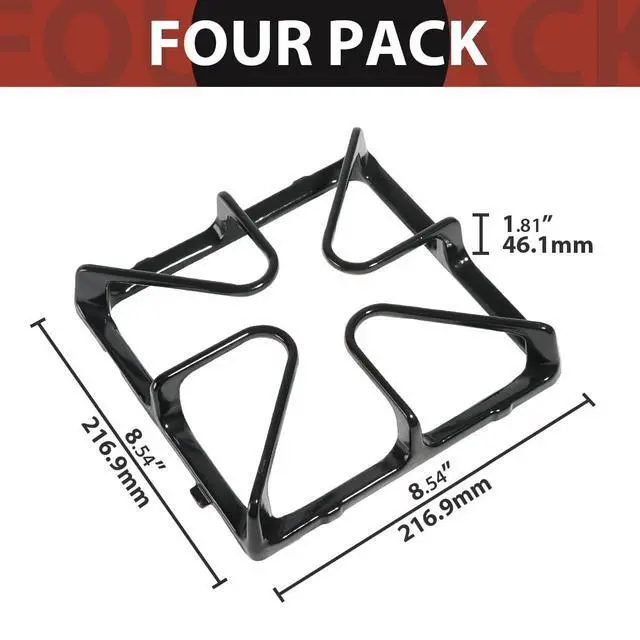 Alt view image 6 of 7 - Premium WB31K10034 GE Gas Stove Burner Grates Replacement Cast Iron 4Pack | General Electric gas stove top parts, GE gas range covers for stove top,Smooth surface burner rack,stove metal accessories