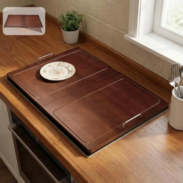 Main image of 29.5×22in Foldable Noodle Board Stove Cover for Kitchen Prep Space | Bamboo Multiple Stove Top Cover with Handles for Gas & Electric Stoves - As Sink Cover Decorative Tray