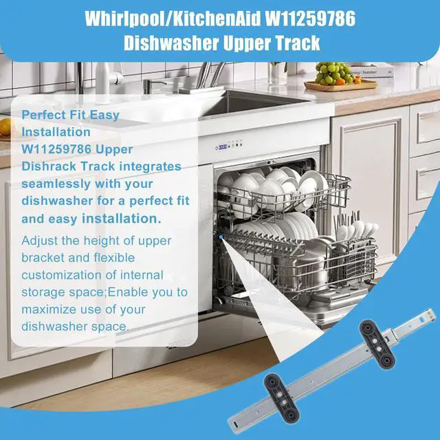 Alt view image 5 of 7 - W11259786 W11259785 Stainless Steel Dishwasher Dishrack Slide Track | Compatible With Whirlpool KitchenAid Maytag Jenn-AirReplaces PS12584376 PS12584377 AP6783992 W10546503Left & Right Side