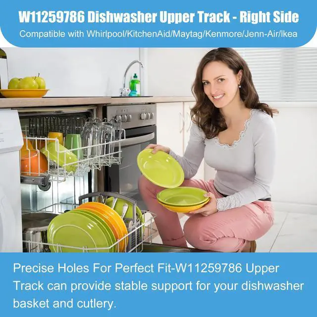 Alt view image 7 of 7 - W11259786 W11259785 Stainless Steel Dishwasher Dishrack Slide Track | Compatible With Whirlpool KitchenAid Maytag Jenn-AirReplaces PS12584376 PS12584377 AP6783992 W10546503Left & Right Side