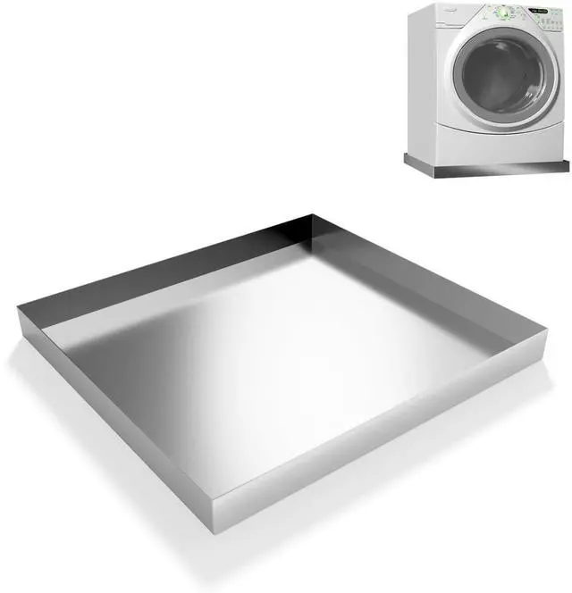 Main image of Heavy Duty 304 Stainless Steel Washing Machine Pan, 27" x 25" x 2.5" | Washing Drain Pan, Washing Machine Tray, Washer Pan, Floor & Wood Deck Protection, No Hole