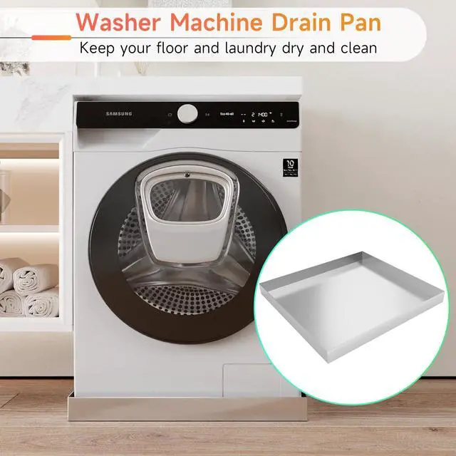Alt view image 4 of 6 - Heavy Duty 304 Stainless Steel Washing Machine Pan, 27" x 25" x 2.5" | Washing Drain Pan, Washing Machine Tray, Washer Pan, Floor & Wood Deck Protection, No Hole