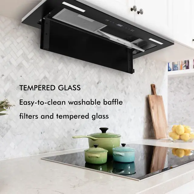 Alt view image 5 of 7 - Range Hood Insert 30 inch 600CFM,Ducted/Ductless Convertible Stove Vent Hood with Gesture Sensing and Touch Control,LED Lights,Tempered Glass,Kitchen Hood included Charcoal Filters