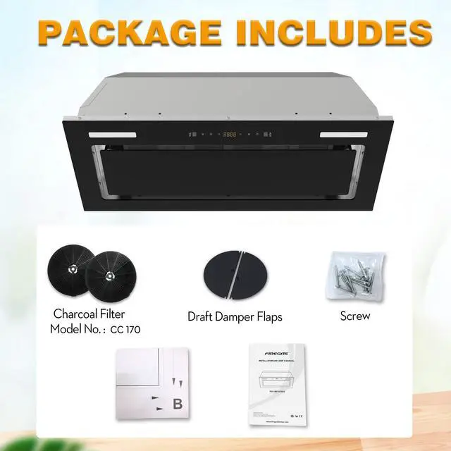 Alt view image 6 of 7 - Range Hood Insert 30 inch 600CFM,Ducted/Ductless Convertible Stove Vent Hood with Gesture Sensing and Touch Control,LED Lights,Tempered Glass,Kitchen Hood included Charcoal Filters