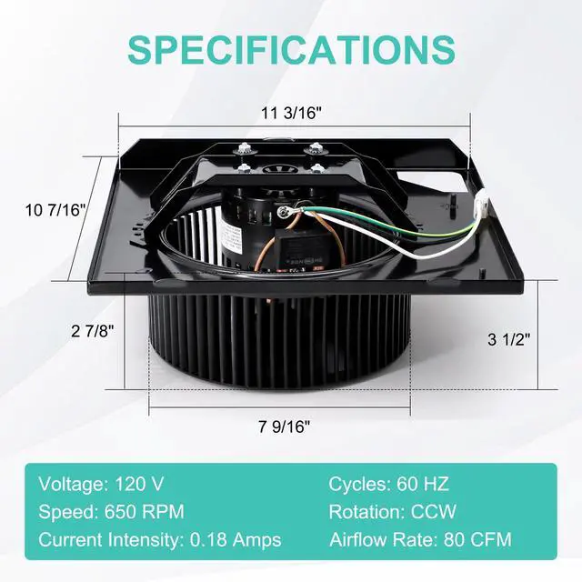 Alt view image 3 of 7 - S-97016621 Bathroom Fan Motor Assembly for Broan Nutone QTN80L, QTN80L-A, QTR080, QTRN080, QTR070, QTR080L, QTR070L, 99080568 Exhaust Fan Replacement Motor