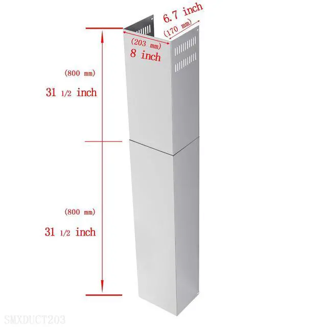 Alt view image 2 of 7 - Stainless Steel Chimney Extension for Range Hood Cover Wall-Mount Style (Silver) Adjustable Vent Extender Ceiling Duct Retractable 31.5 inch ~63"