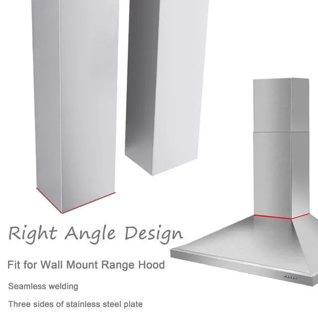Alt view image 4 of 7 - Stainless Steel Chimney Extension for Range Hood Cover Wall-Mount Style (Silver) Adjustable Vent Extender Ceiling Duct Retractable 31.5 inch ~63"
