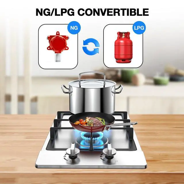 Alt view image 5 of 7 - Gas Cooktop 2 Burner Propane Cooktop, Stainless Steel Propane Stove 12 inch, Bulit-in Gas Stove Top with Thermocouple Protection, Lpg/Ng Dual Fuel Drop-in Stove for Apartments, Outdoor, Rvs