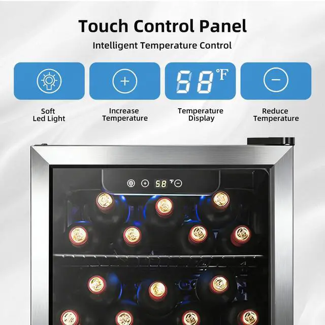 Alt view image 3 of 7 - 1.7 Cu.Ft Beverage Cooler for Up to 68 Cans, Compact Drink Fridge with Stainless Steel Glass Door, Digital Display and Electronic Temperature Control, Silver