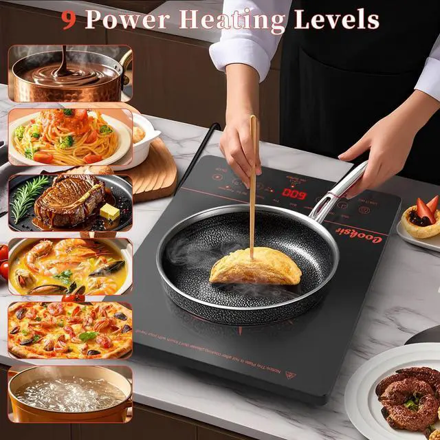 Alt view image 5 of 7 - Single Burner Electric Cooktop 1800W 110V Plug in, Orange | Countertop 1 Burner Infrared Electric Hot Plate with Safety Lock, Timer, Overheat Protection, Touch Control, 120V Plug in