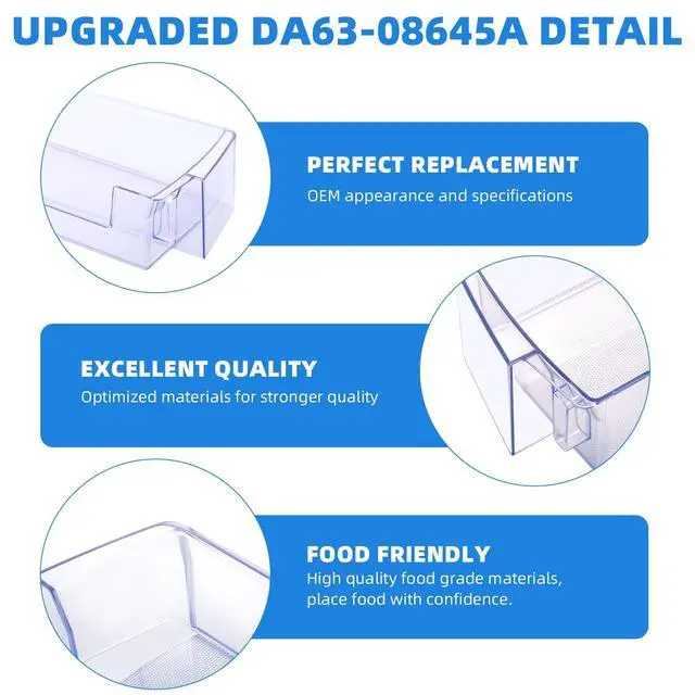 Alt view image 5 of 7 - 2 Pack RT18M6215SR Door Shelf For Samsung Refrigerator Door Shelf DA63-08645A RT18M6213SR RT18M6215SG Suitable With Samsung Fridge Door Shelves For Samsung RT18M6213SG Door Shelf